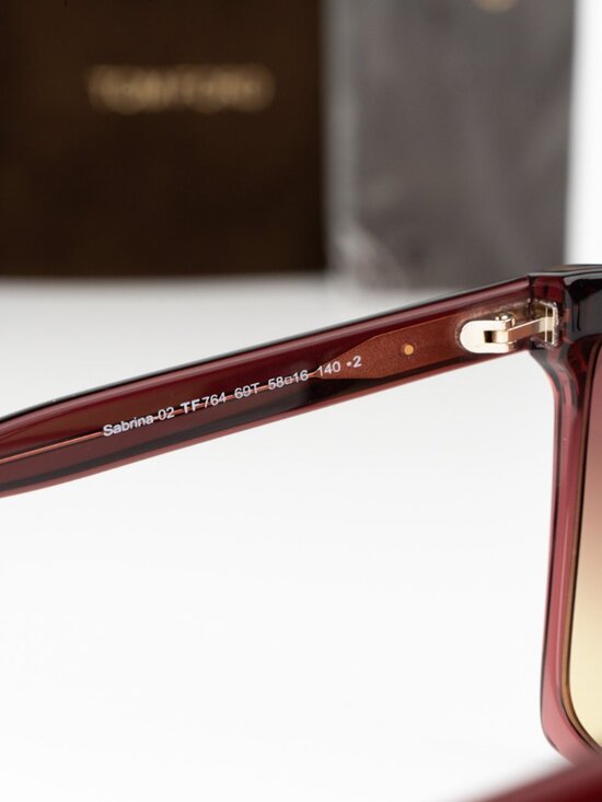 Tom Ford SABRINA-02 Women Sunglasses Bordeaux Gradient Square FT0764 69T NEW main image 6